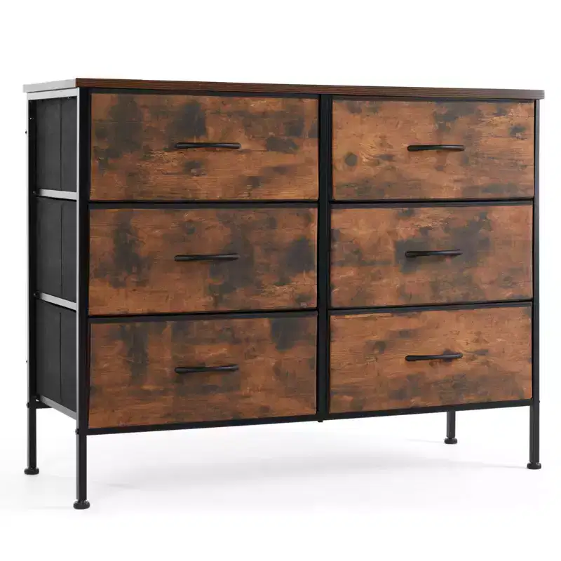 Kid Room, Closet, Entryway, and Nursery Storage Solution: Tall Dresser Fabric Storage Tower with Wooden Top