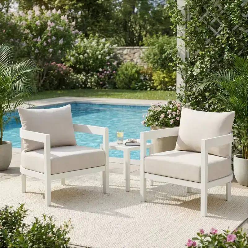 Christopher Knight Home Daniela Modern Aluminium Patio Accent Chairs with Cushion and Curved Backrest (Set of 2)