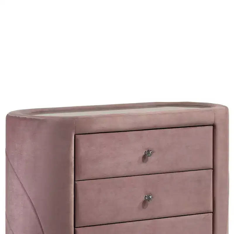 43" Salonia Decorative Storage Drawer Pink Velvet - Acme Furniture: Upholstered, 5-Drawer Chest, No Assembly Required
