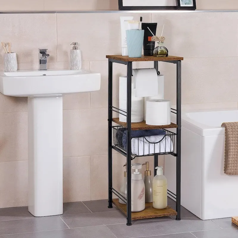 3 Tier Bathroom Towel Storage Shelf with Paper Hanger