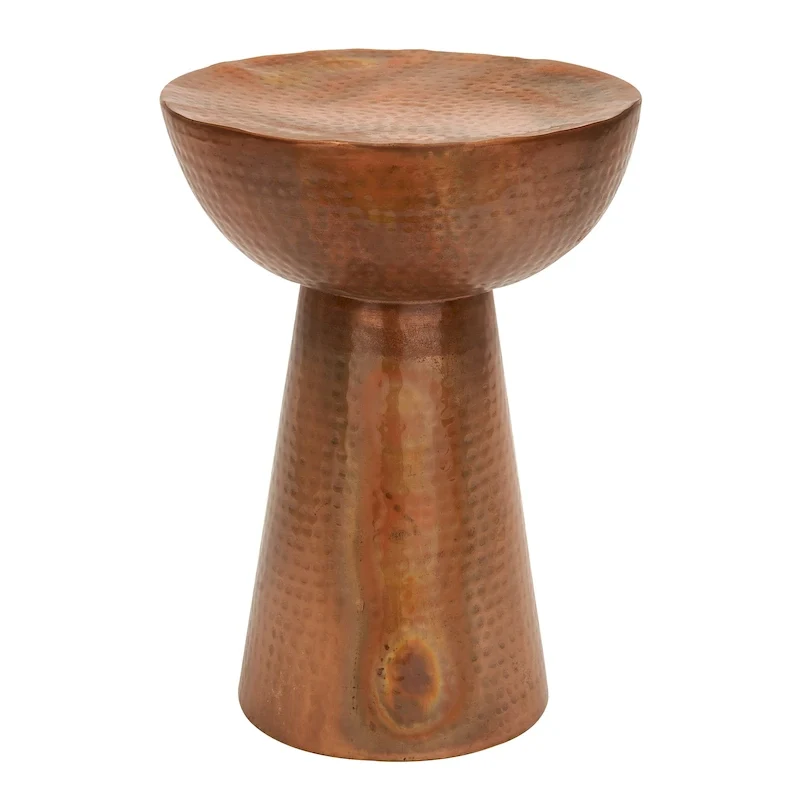 Metal Accent Table with Hammered Design - Bronze or Copper