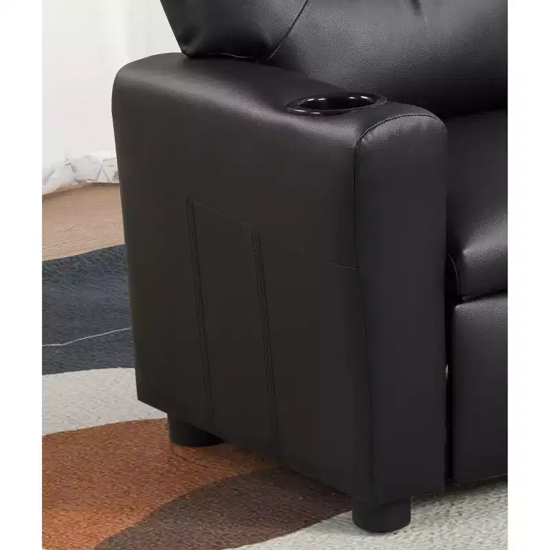 GDFStudio Isamu Modern Faux Leather Upholstered Kids Recliner Chair with Cup Holder