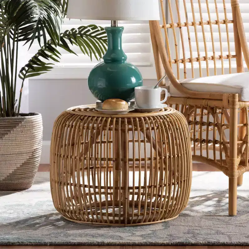 Maverick Rattan End Table Natural/Brown - bali & pari