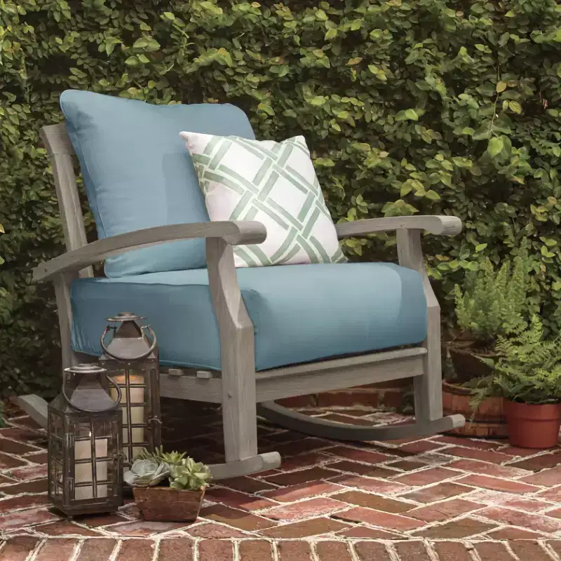 Sonoma Lane Amherst Teak Patio Rocking Chair with Zippered Cushion and Frame