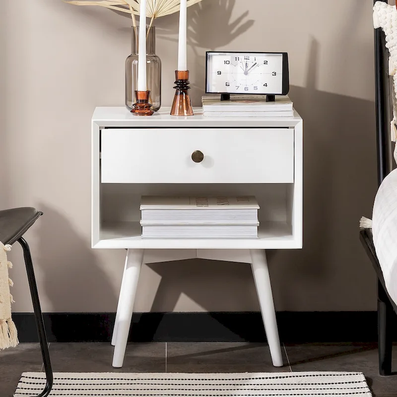 Middlebrook Mid-Century Solid Wood 1-Drawer, 1 Shelf Nightstand