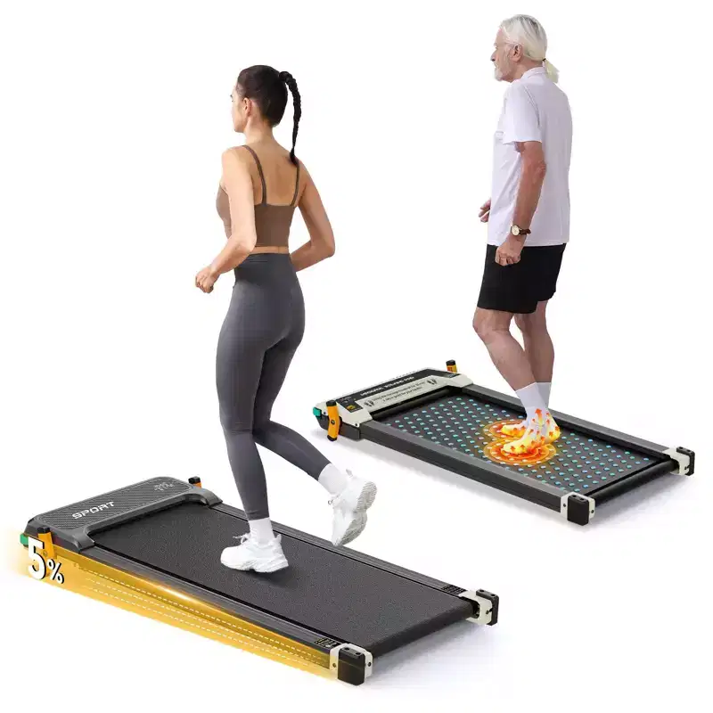 Akluer Walking Pad with Incline, 2-in-1 Under Desk Treadmill and Shiatsu Foot Massager Quiet 2.5HP Portable Treadmill for Home Office with LED Display