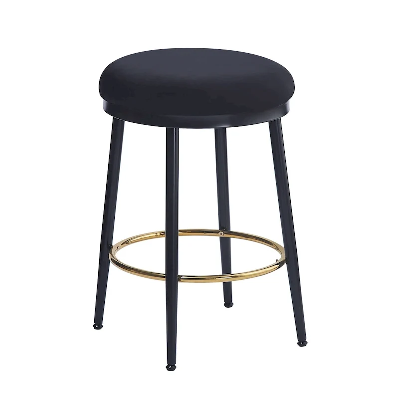 Roomfitters Modern Counter Stools, Set of 2 Bar Height Chairs with Iron Frame, Cushioned Seat and Footrest