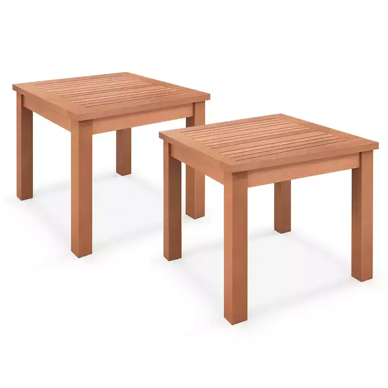 Costway 2PCS Outdoor Adirondack Side Table 18 Square End Table w/ Slatted Tabletop