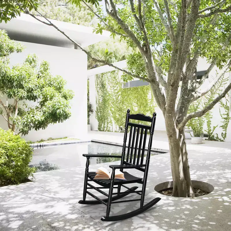 Karl Home | 27 in. Elegant Solid Wood Patio Rocking Chair