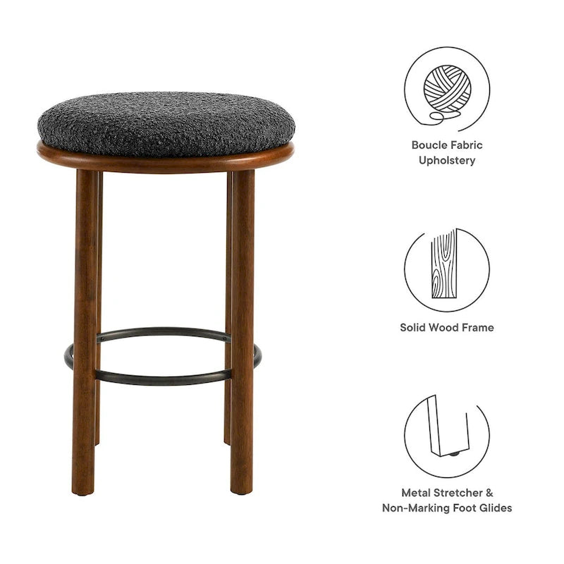 Boucle Fabric Counter Stools - Set of 2