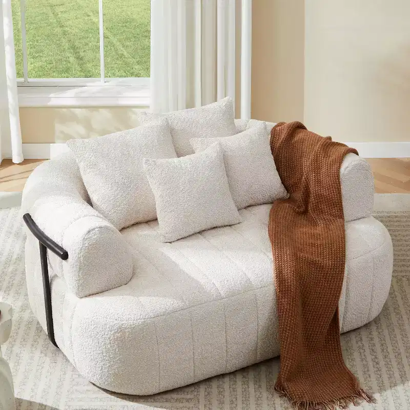 64 Oversized Boneless Chair Chaise Lounge, Metal-Supported Couch for Living Room/Bedroom