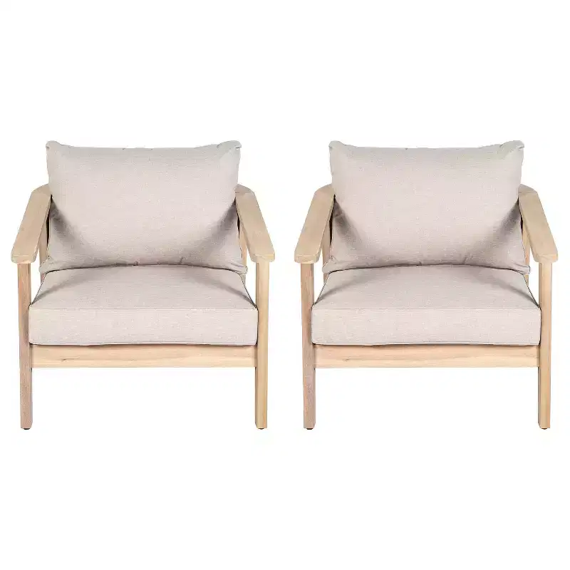 Christopher Knight Home Valentina Modern Acacia Wood Patio Club Chair with Cushion and Wicker Design