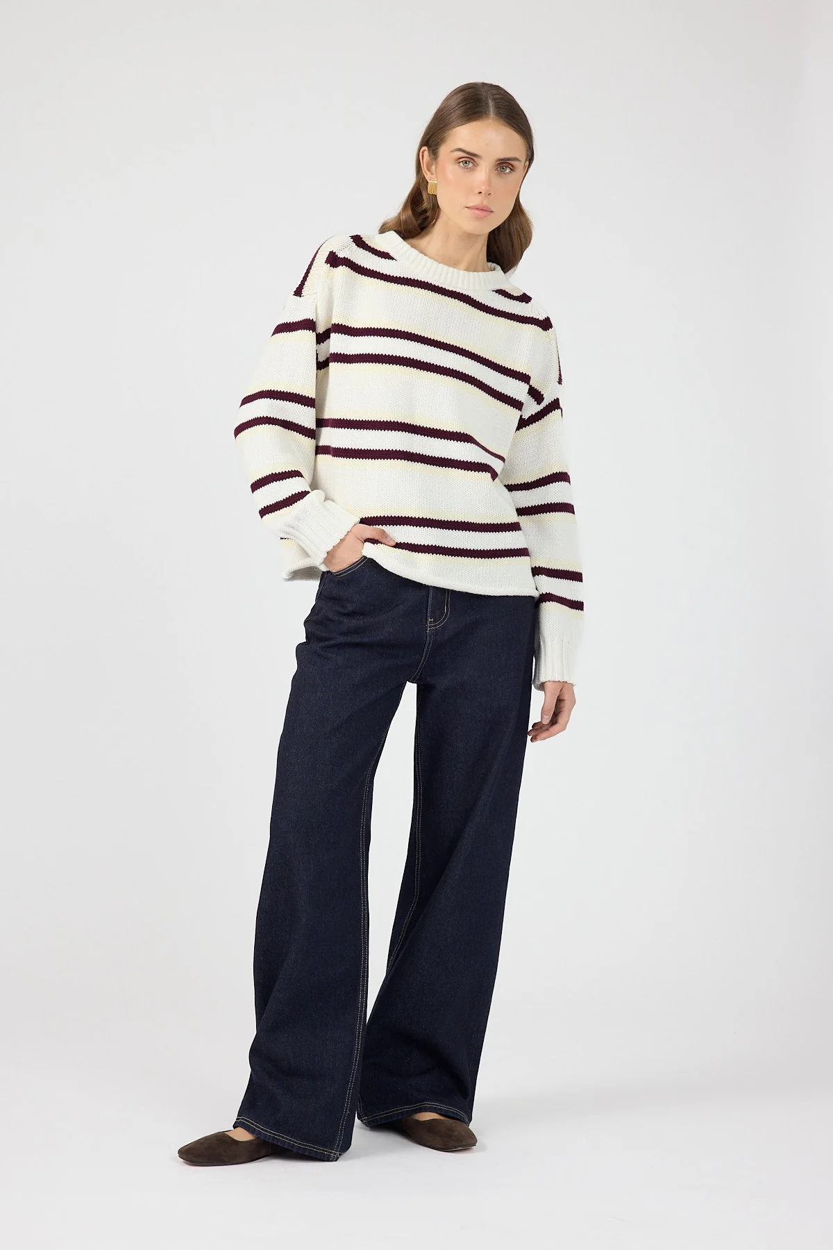 Stripe Knit Jumper Cream Stripe