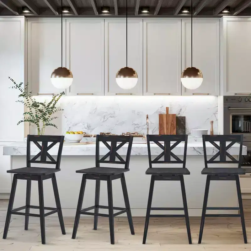 Swivel Bar Stools 29'' Counter Height Chairs w/ Footrest