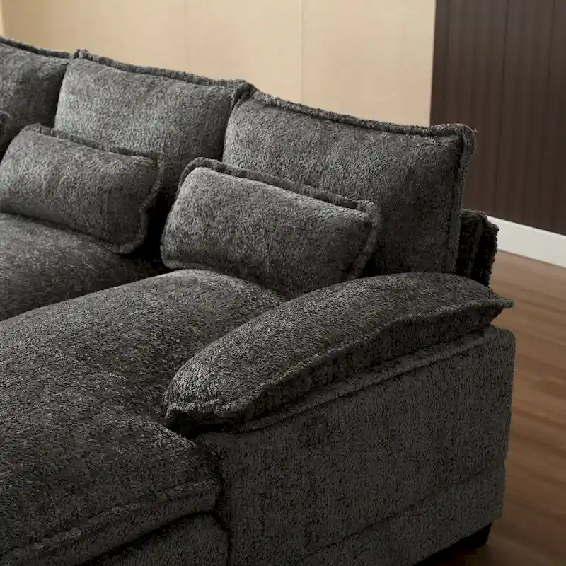 Gray Modern Large Modular U-Shape Sectional Sofa with Removable Cushions and Throw Pillows