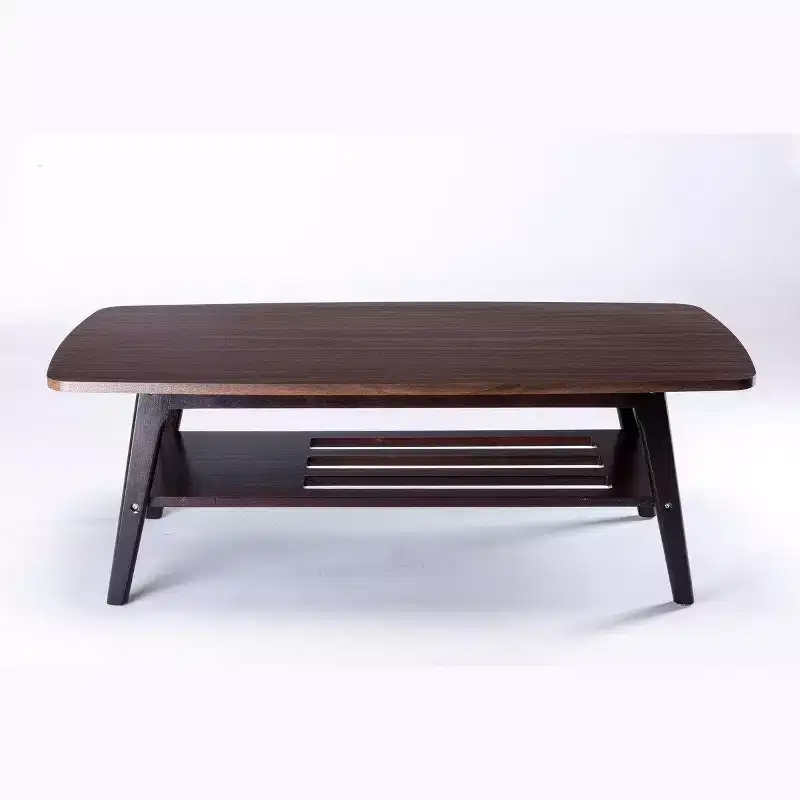 GDFStudio Hwasa Modern Wooden Coffee Table with Open Lower Shelf and Flared Legs
