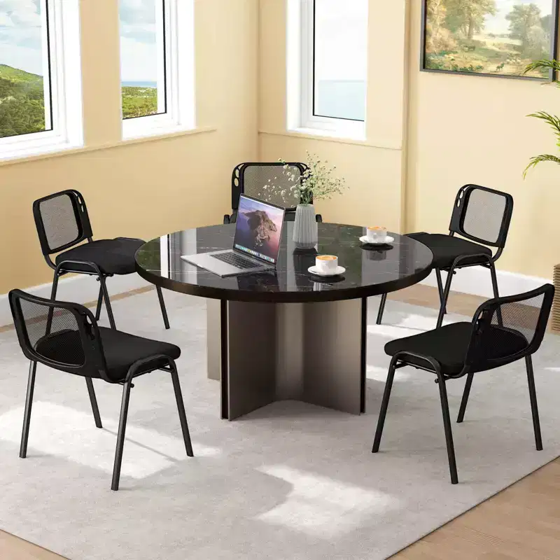 Mesh Conference Room Chairs Set of 5 with Upholstered Fabric Seat for Home Office