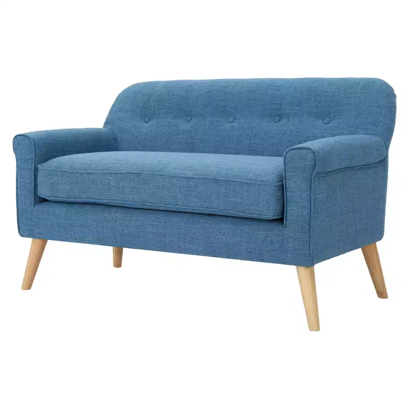 Mid-Century Modern Loveseat with Soft Fabric Upholstery