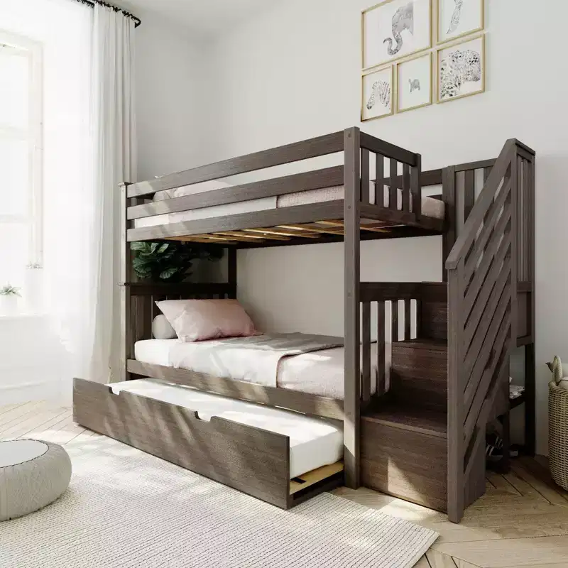 Max & Lily Twin over Twin Staircase Bunk with Trundle