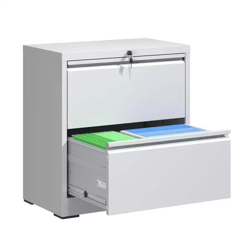 VIYET 27 2-Drawer Lateral File Cabinet with Lock - White Steel Filing Cabinet for Letter/Legal/A4 Files, Modern Home Office