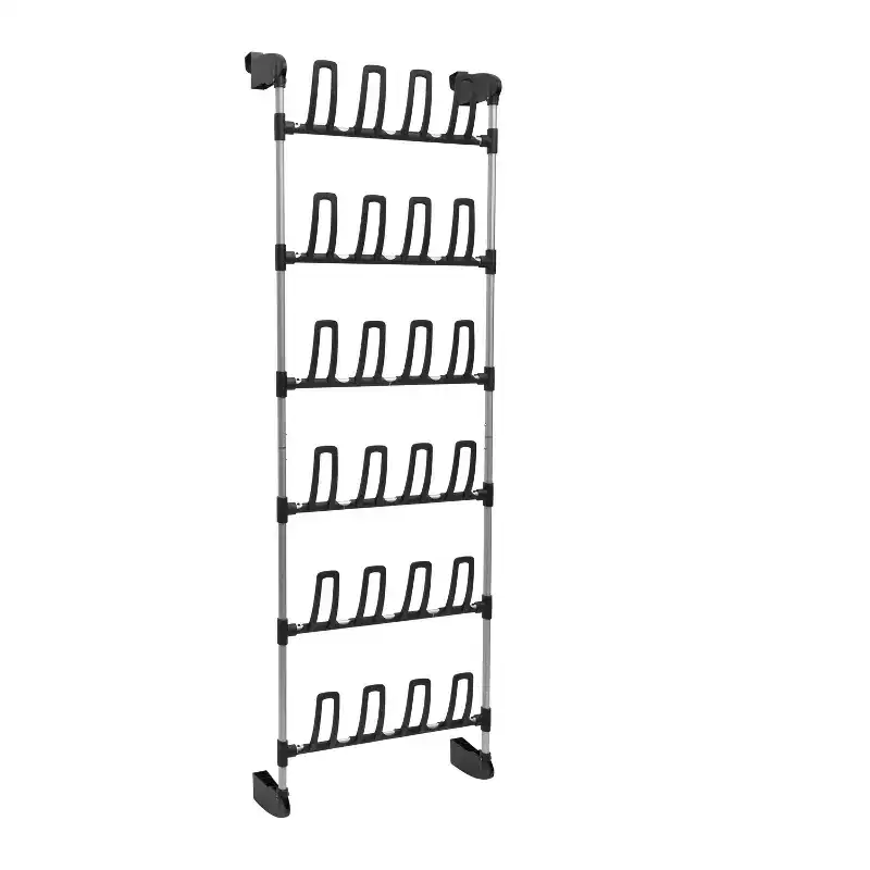 Black Over-the-Door Shoe Rack, 12 Pairs