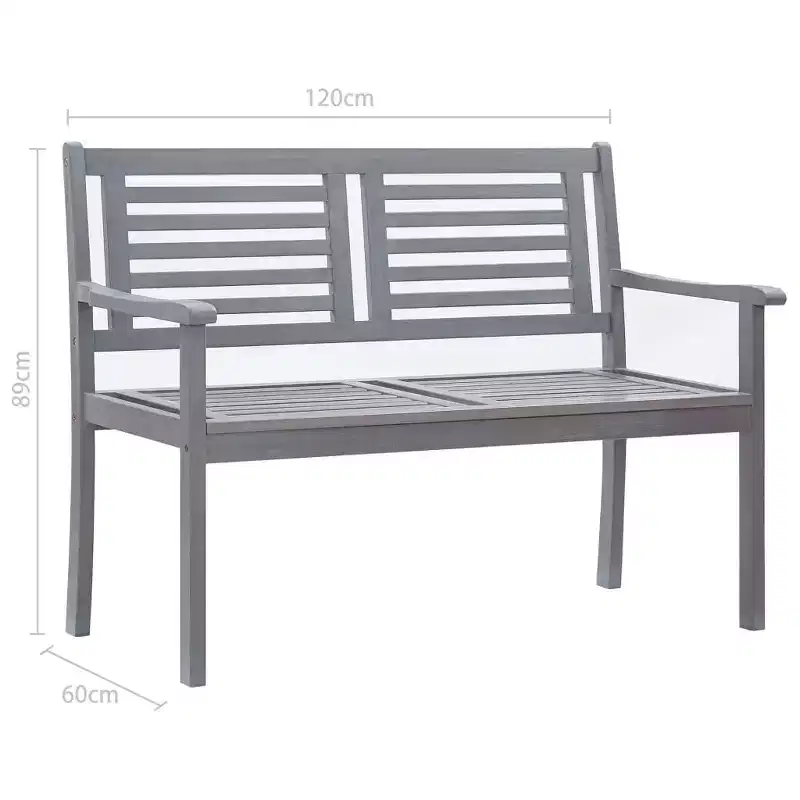 vidaXL Bench Grey, Anthracite Solid eucalyptus wood, 100% polyester fabric