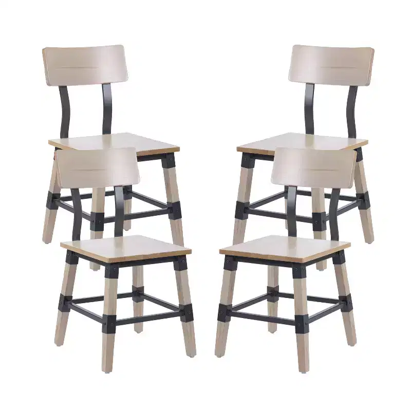 Merrick Lane Dining Chairs with Steel Supports and Footrest - Set Of 4