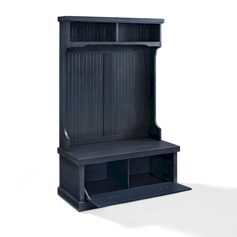 Crosley Seaside Hall Tree In Distressed Navy Finish