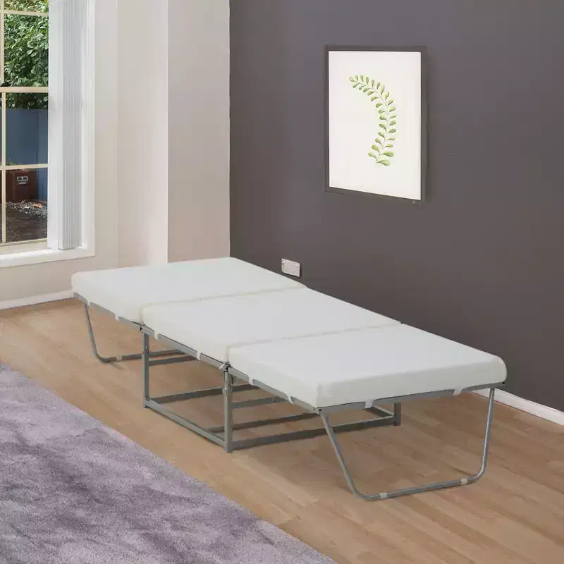 2-in-1 Foldable Ottoman, Convertible Guest Sleeper Bed with Padded Foam Cushions, Gray