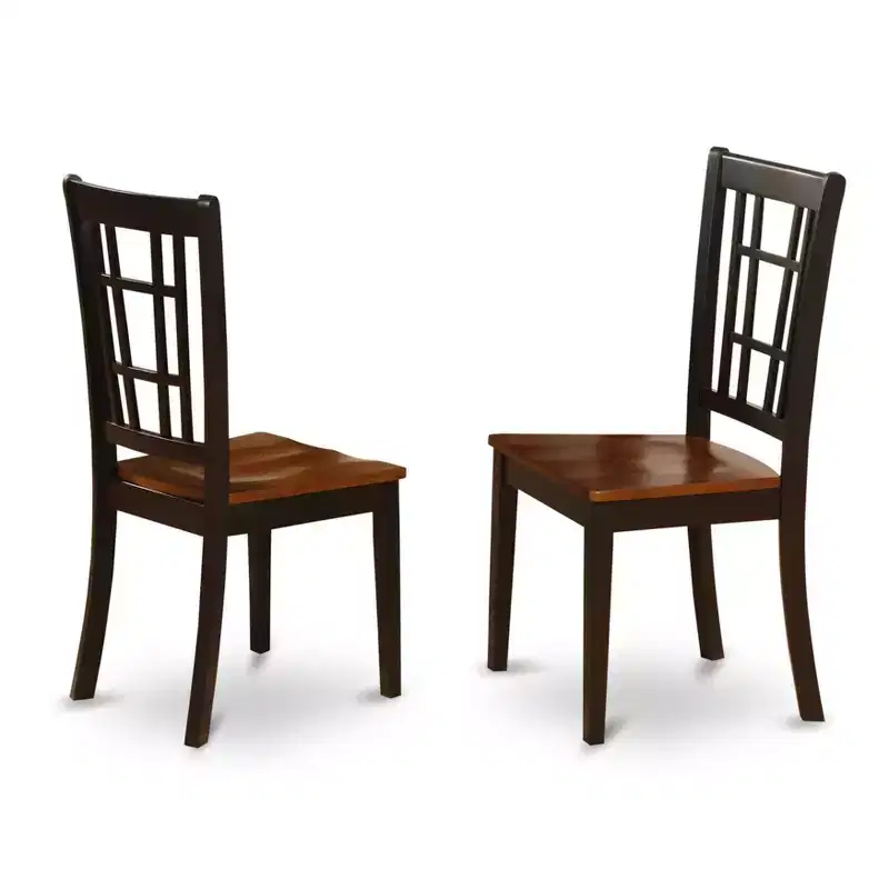 HomeStock Nicoli Dining Chair Set Of 2 Buttermilk Brown Linen Fabric Seat