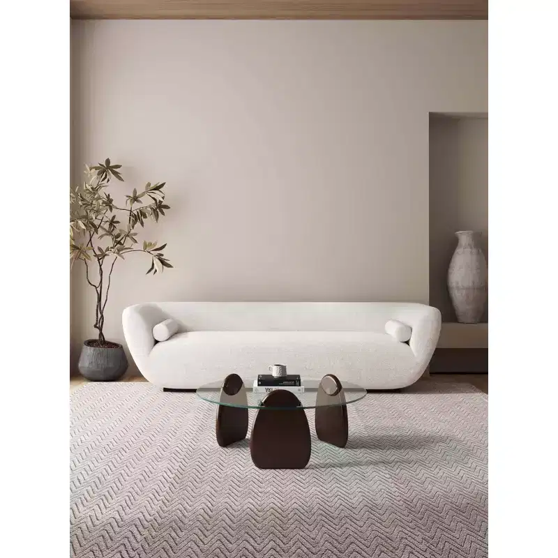 Manhattan Comfort Artesia Tempered Glass Top Coffee Table Dark Walnut
