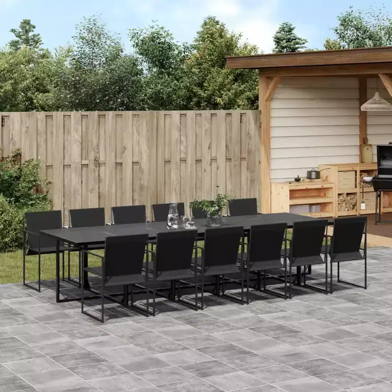 vidaXL Garden Dining Set Black Textilene Large Foldable