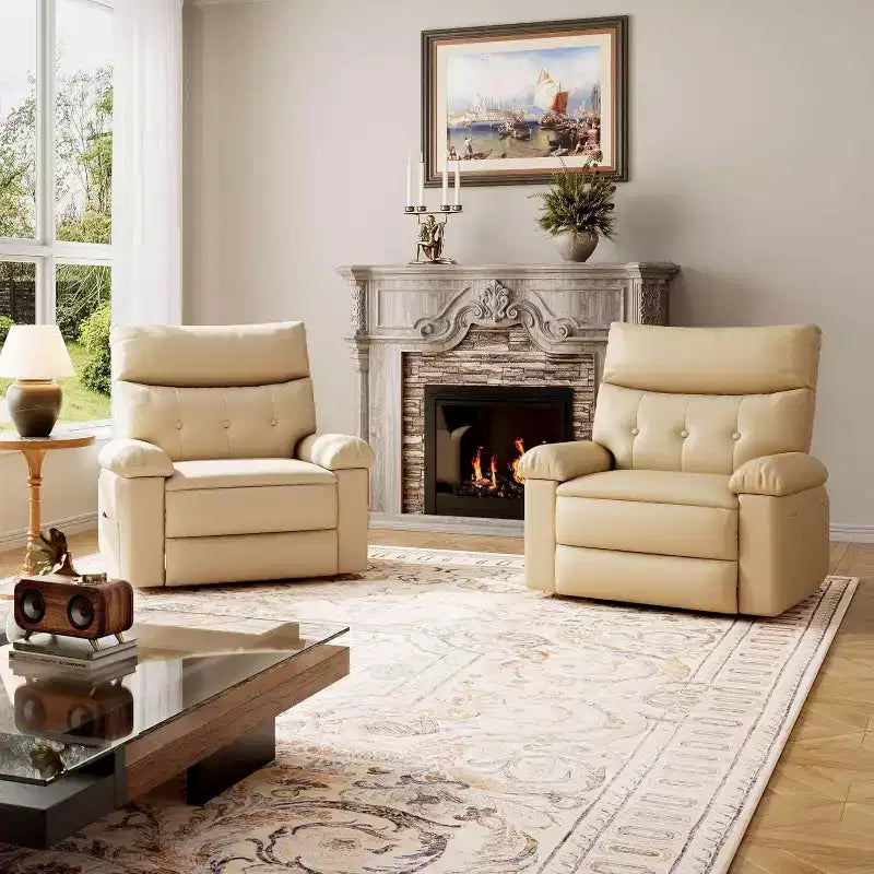 Oversized PU Leather Recliner Chair, Manual Reclining Armchair with Thick Padding & Wide Seat, for Living Room or Bedroom, 22 Extra Wide