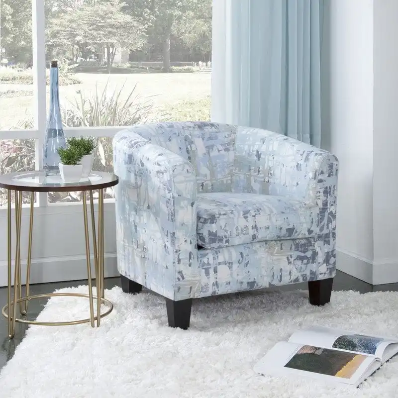 Upholstered bucket chair, mysterious slate blue