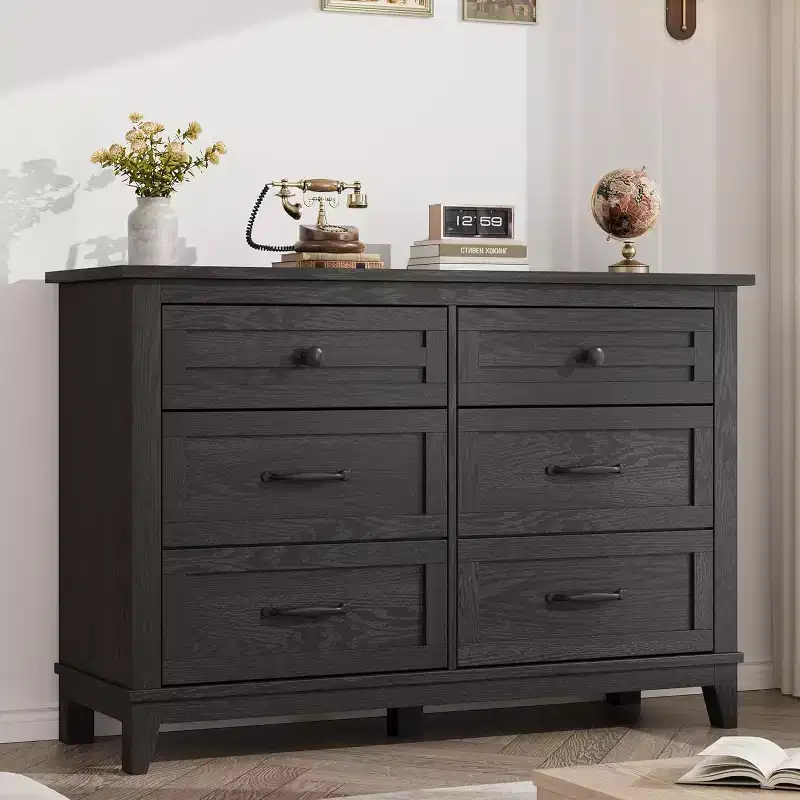 6 Dresser for Bedroom, 47 Wide Drawer Dresser with Storage Freestanding, Wooden Closet Storage Chest for Living Room, Bedroom, Entryway