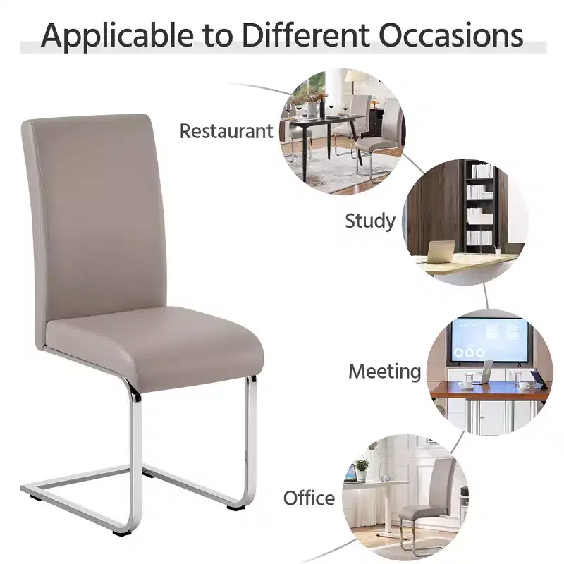 Yaheetech Set of 4 Faux Leather Dining Chairs with Metal Legs