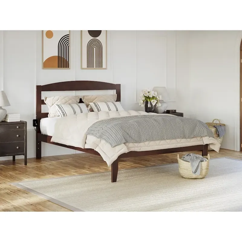 Warren Solid Wood Platform Bed with Attachable USB Charger