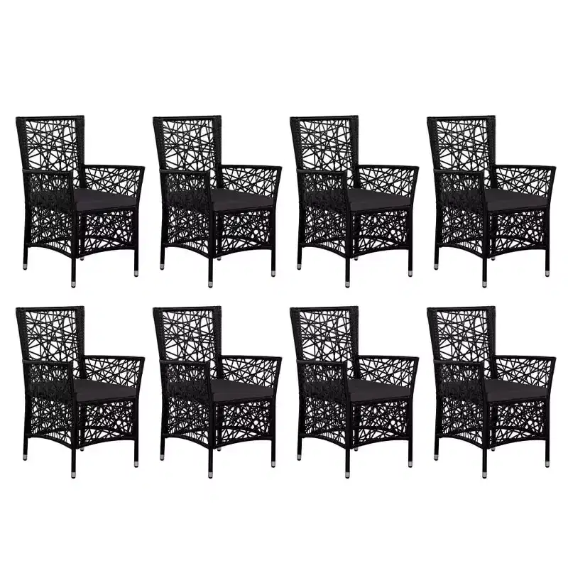 vidaXL Dining Set PE rattan, Steel, Tempered Glass Large