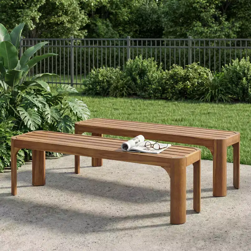 Christopher Knight Home Pierre Modern Acacia Wood Patio Bench with Slatted Design