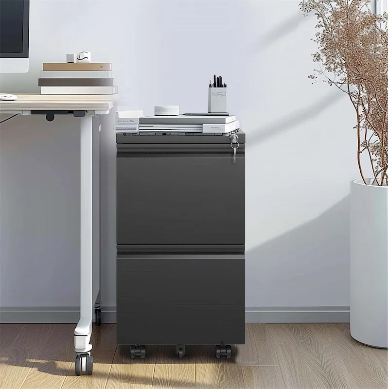 2 Drawer Metal Mobile File Cabinet,Rolling File Cabinet with Lock