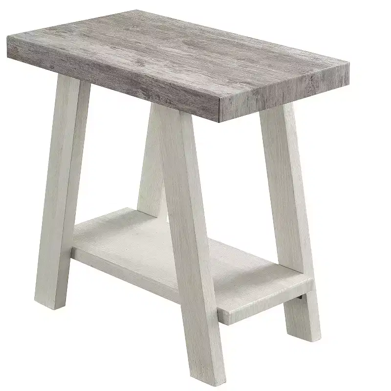 Athens Contemporary Two-Tone Wood Shelf Side Table in Weathered Gray and Beige