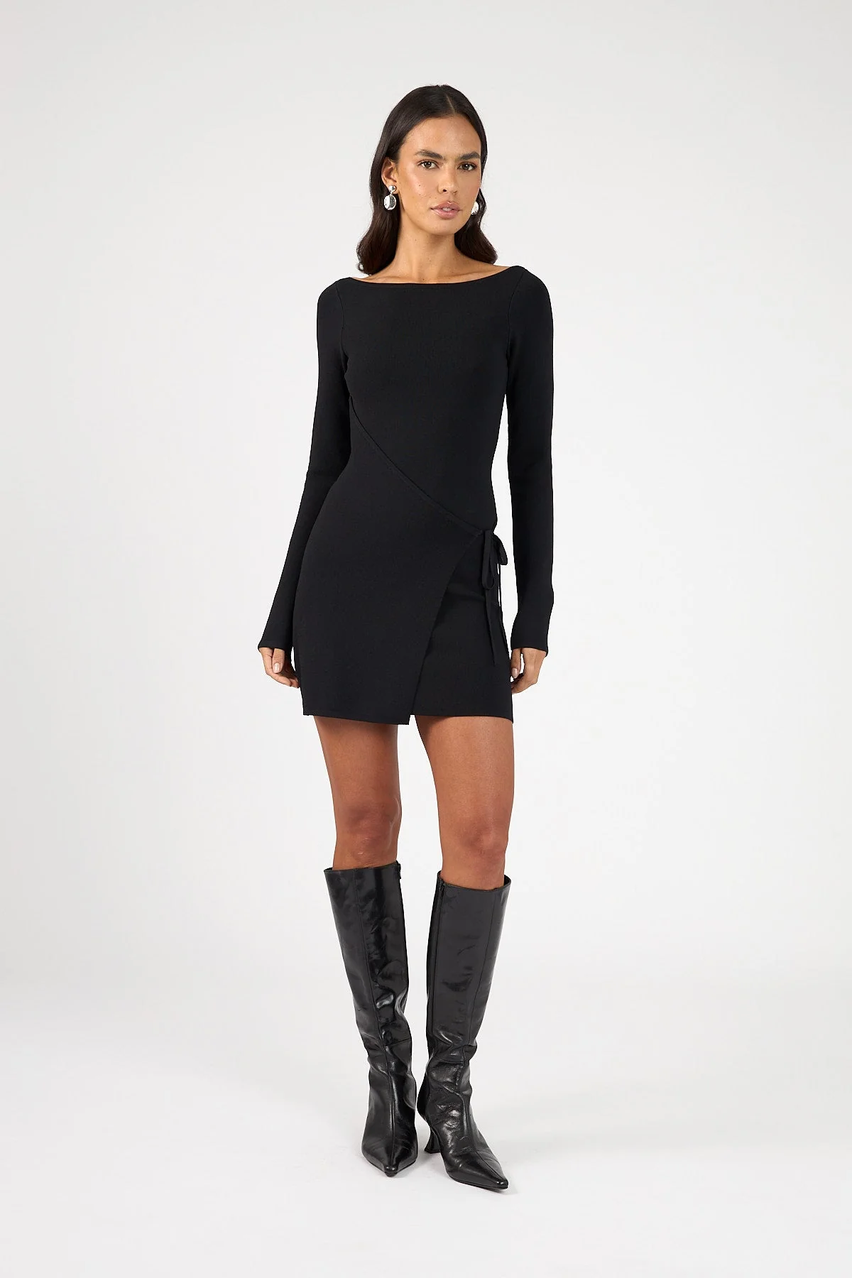 Knit Mini Dress Black