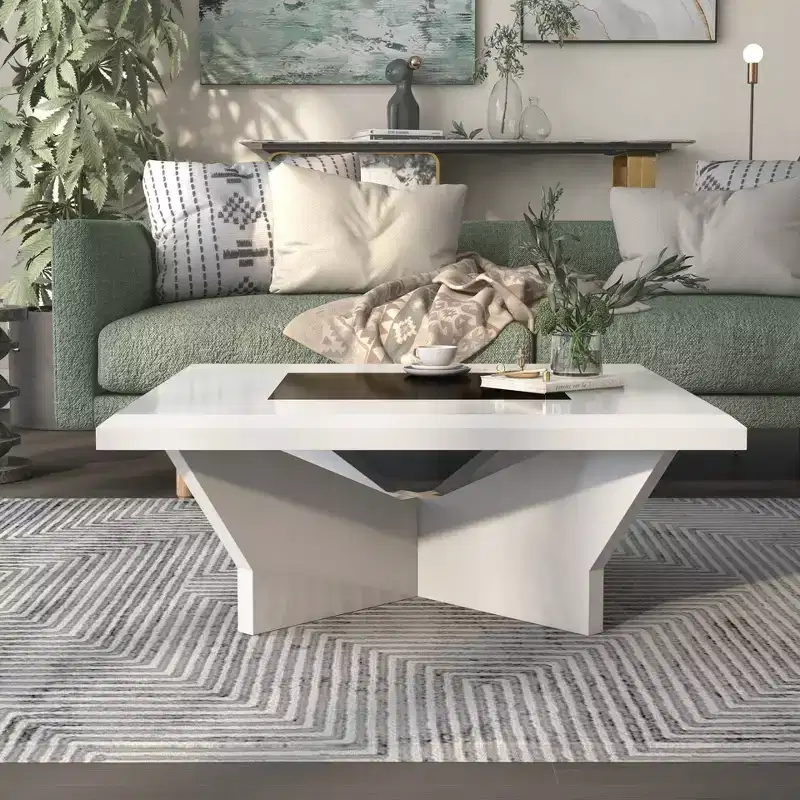 miBasics Manke Square Contemporary Modern Coffee Table White