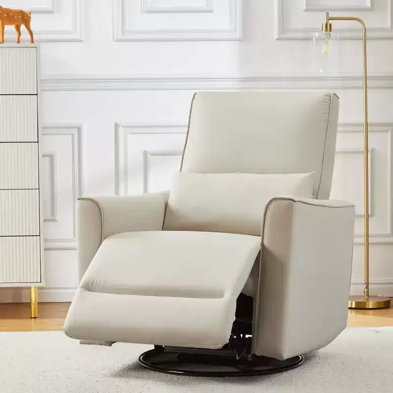 Swivel Rocking Recliner Chair, Manual Recliner Glider with Lumbar Support and Armrest, for Nursery, Living Room, Bedroom