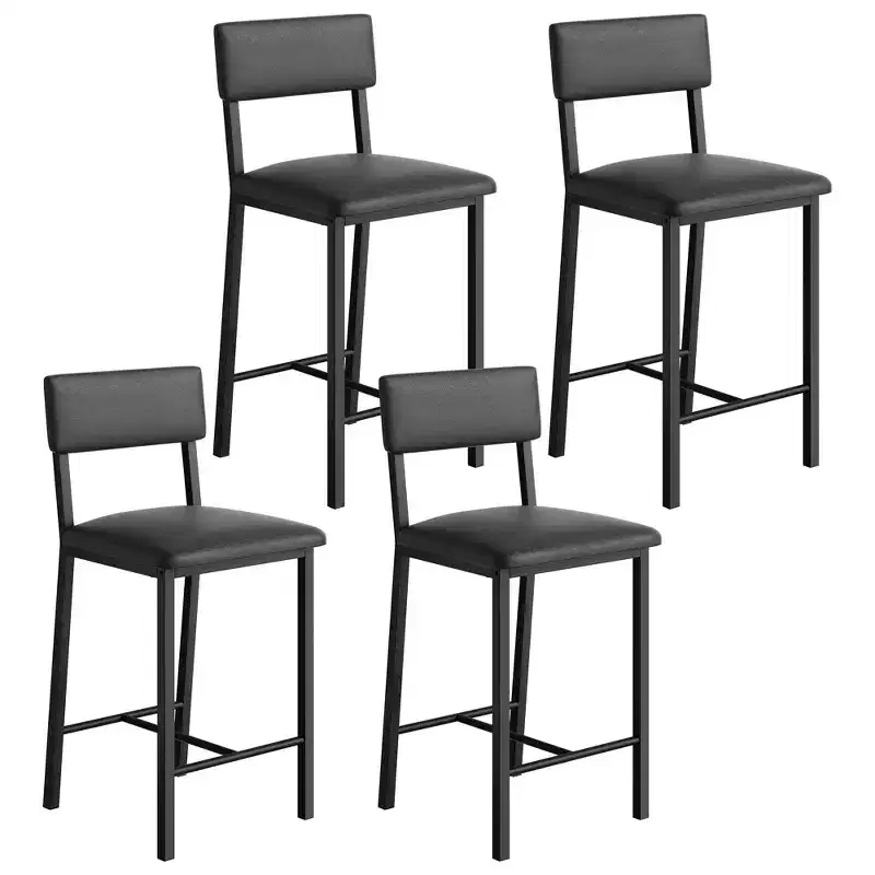 Bar Stools Set of 4, 25 in Kitchen Barstools with Thick Cushion, Backrest and Footrest, for Dining Room, Kitchen