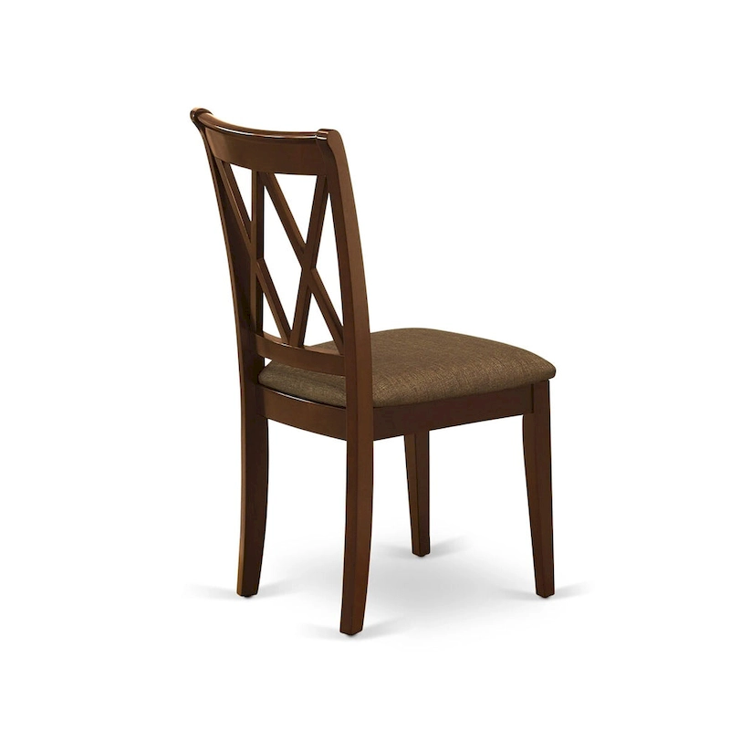 East West Furniture 3 Piece Dining Table Set- a Round Kitchen Table with Pedestal and 2 Dining Chairs, Mahogany(Seat Options)