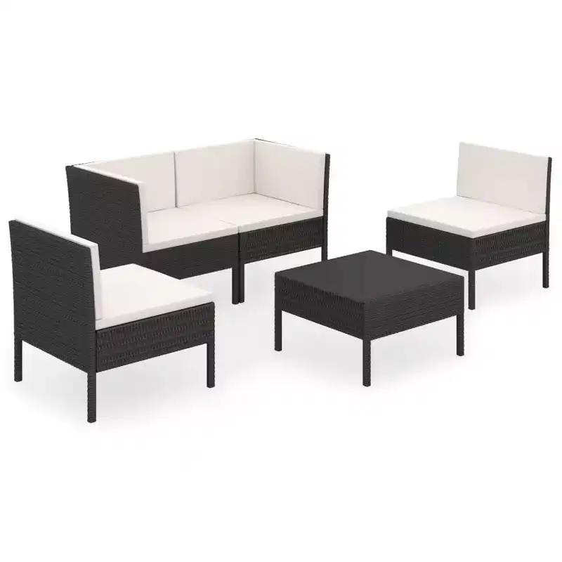 vidaXL Garden Lounge Set Patio Sectional Sofa Couch Outdoor Poly Rattan Black