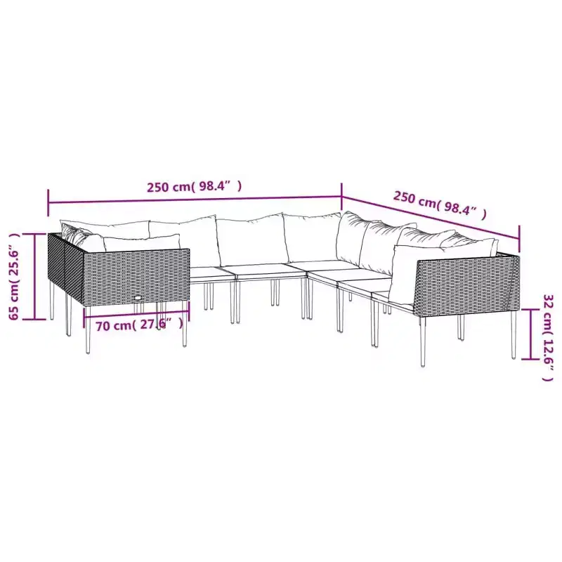 vidaXL Garden Lounge Set Grey PE rattan Large Modular