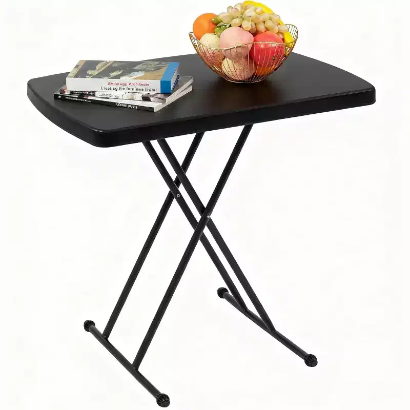 Small Folding Table with Adjustable Height - Black