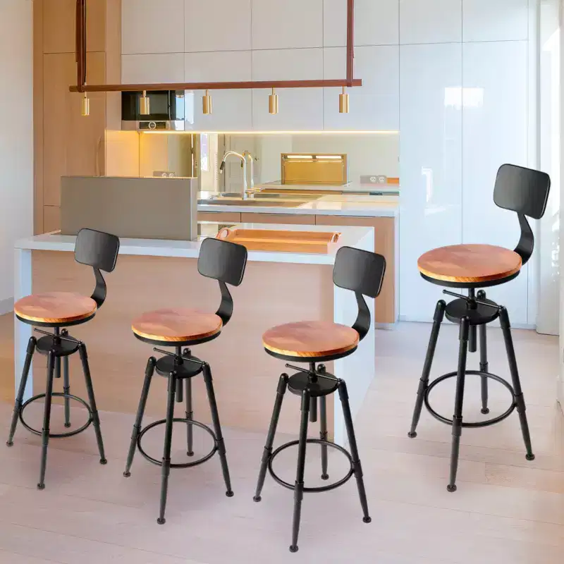 SUGIFT Set of 4 Height Adjustable Barstool Steel FrameKitchen Stool